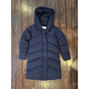 NWT Rebecca Minkoff Blue Hooded Puffer Parka Chevron Long Coat Sz XS